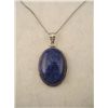 Image 2 : Blue Lapis Sterling Oval Pendant Necklace