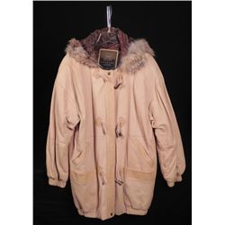 Express Ladies Leather Winter Coat w/ Faux Fur Collar