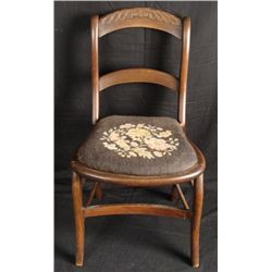 Antique Walnut Victorian Chair -Needlepoint Seat 1860