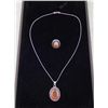 Image 1 : Red Onyx 2 Pc Sterling Ring & Pendant Necklace Set