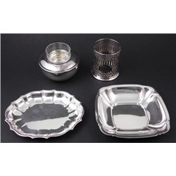 4 Silver Plated Serving Pieces Plates, Ketchup, Candle