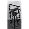 Image 3 : 3 Pc Modern Table w/ Chrome Triangular Tops
