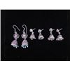 Image 1 : 3 Pr Sterling Earrings w/Dangling Beads Lt Blue, Silver