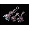 Image 2 : 3 Pr Sterling Earrings w/Dangling Beads Lt Blue, Silver