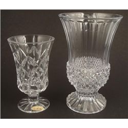 2 Elegant Lead Crystal Vases Small 7 & 9 Inches Tall