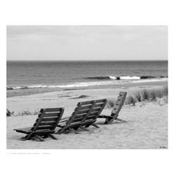 3 Eve Turek B&W Photo Art Prints Beach Umbrellas, Seats