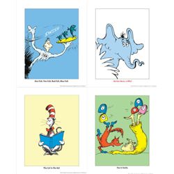 4) Dr Seuss Prints- Horton Cat in the Hat Fox in Socks