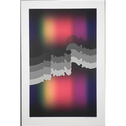 Mark Rowland Signed Abstract Art Print Rainbow Flowing