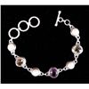 Image 1 : Sterling Silver Tanzanite, Quartz, & Pearl Bracelet