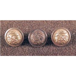 3 Antique Small Gilt Civil War Buttons w/Eagle, Ribbon