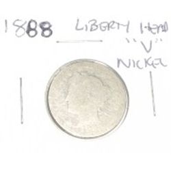 1888 LIBERTY HEAD "V" NICKEL RED BOOK VALUE IS $25.00+ WORN!! NICKEL CAME OUT OF SAFE!!