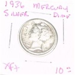 1936 MERCURY SILVER DIME RED BOOK VALUE IS $10.00+ *NICE EARLY EXTRA FINE+ GRADE*!!