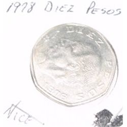 1978 MEXICO DIEZ PESOS *NICE COIN*!! COIN CAME OUT OF SAFE BOX!!
