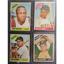4 - 1966 Topps Baseball Star Cards  Frank Robinson, Catfish Hunter.
