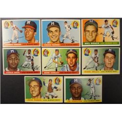 1955 Topps Milwaukee Braves Team Lot (8 Cards).  Nice EM-NM.