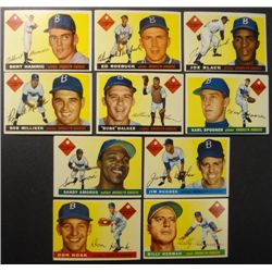 1955 Topps Brooklyn Dodgers Team Lot (10 Cards).  Nice EX-EM.