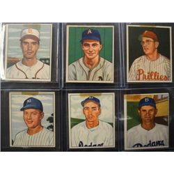 6 - 1950 Bowman Baseball Cards.