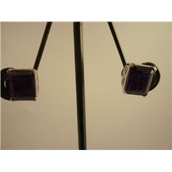 22.25 CTW AMETHYST EARRING .925 STERLING SILVER