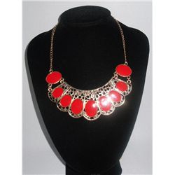 309CTW ELEGANT RED BRASS NECKLACE;18INCH
