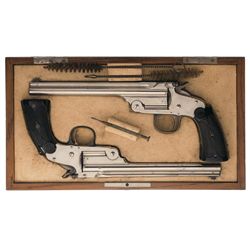 Rare Cased Pair of Smith & Wesson First Model "Model of 1891" Single Shot Pistols with British Proof