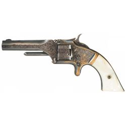Factory Engraved Silver Plated Smith & Wesson Model Number One 2nd Issue Revolver with Pearl Grips