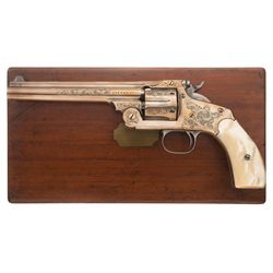 Cased Documented Special Order Factory Engraved By Oscar Young Gold Smith & Wesson New Model 3 Singl