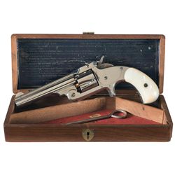 Exceptional Factory Cased Smith & Wesson Model 1 1/2 32 Centerfire Single Action Revolver with Pearl