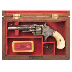 Cased Engraved Gold Smith & Wesson Model No. 1 3rd Issue Revolver with Ivory Grips