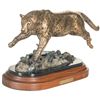 Image 1 : Leopard Bronze "Silence in Motion" by Burl Jones with Certificate of Authenticity
