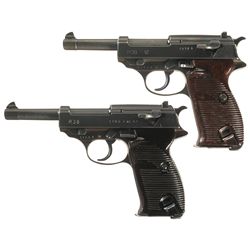 Collector's Lot of Two World War II German P38 Semi-Automatic Pistols -A) Mauser "byf/44" Code P38 S
