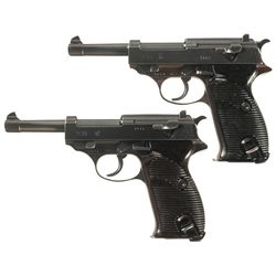 Collector's Lot of Two World War II German P38 Semi-Automatic Pistols -A) Walther "ac/43" Code P38 S