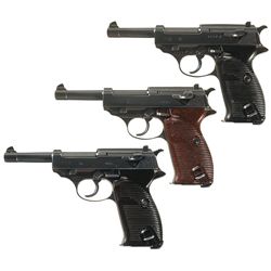 Collector's Lot of Three World War II German P38 Semi-Automatic Pistols -A) Mauser "byf/43" Code P38