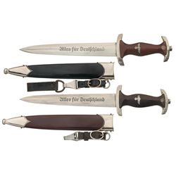Two Nazi Party Daggers with Scabbards and Hangers