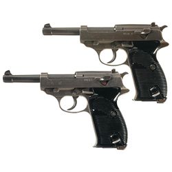 Unique Collector's Lot of Two World War II German P38 Semi-Automatic Pistols -A) Mauser Dual Tone P3
