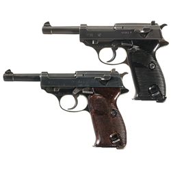 Collector's Lot of Two World War II German P38 Semi-Automatic Pistols -A) Mauser "byf/44" Code P38 S