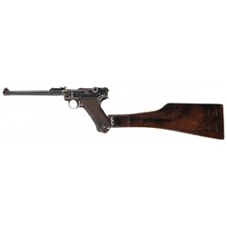 DWM 1915 Dated Artillery Luger Pistol with Snail Drum Magazine and Board Stock