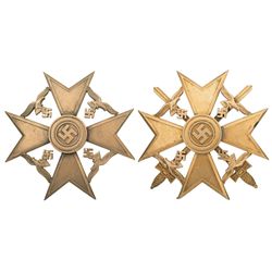 Two Spanish Cross Medals including a Gold Cross with Swords