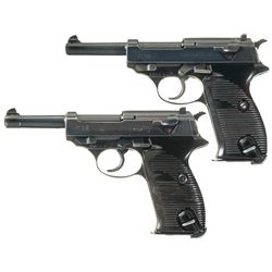 Collector's Lot of Two World War II German P38 Semi-Automatic Pistols -A) Walther "ac45" Code P38 Se