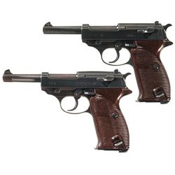 Collector's Lot of Two World War II German Walther P38 Semi-Automatic Pistols -A) Walther "ac/43" Co