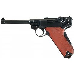 Swiss Model 1929 Luger Semi-Automatic Pistol with Scarce Red Grips