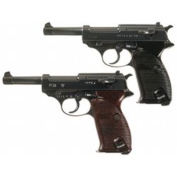 Collector's Lot of Two World War II German P38 Semi-Automatic Pistols -A) Walther "ac43" Code P38 Se