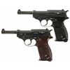 Image 1 : Collector's Lot of Two World War II German P38 Semi-Automatic Pistols -A) Walther "ac43" Code P38 Se