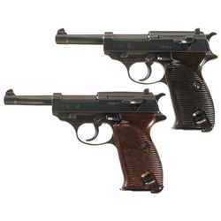 Collector's Lot of Two World War II German P38 Semi-Automatic Pistols -A) Walther "ac/43" Code P38 S