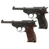 Image 1 : Collector's Lot of Two World War II German P38 Semi-Automatic Pistols -A) Walther "ac/43" Code P38 S