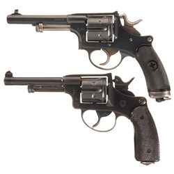 Two Swiss Double Action Revolvers with Holsters -A) Swiss Model 1882 Revolver with Holster and Shoul