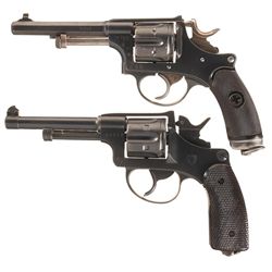 Two Swiss Double Action Revolvers with Holsters -A) Swiss Model 1882 Revolver with Holster and Shoul