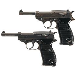 Collector's Lot of Two World War II German P38 Semi-Automatic Pistols -A) Walther "ac/43" Code P38 S
