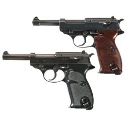 Collector's Lot of Two German P38 Semi-Automatic Pistols -A) Late World War II Walther "ac45" Code P