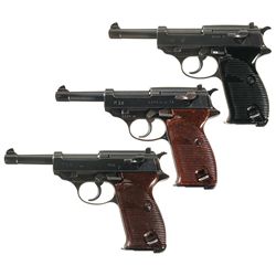 Collector's Lot of Three World War II German P38 Semi-Automatic Pistols -A) Mauser "byf/44" Code P38