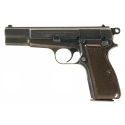 World War II Nazi Occupation Fabrique Nationale High Power Pistol with Leather Holster